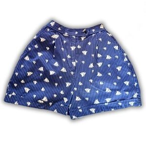 Vintage Liz Claiborne Sport Navy High-Waisted Shorts w/ White Sailboat Print Sm